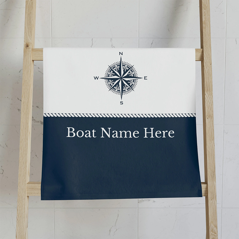 2 Nautical Anchor and Ship's Wheel Bath Towels,guest Towel,custom Boat Towel,custom  Boat Name,embroidered,personalized,boat Name Hand Towels 